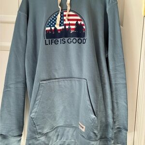Life Is Good Men's Slate Blue Hoodie, NWOT, XXL